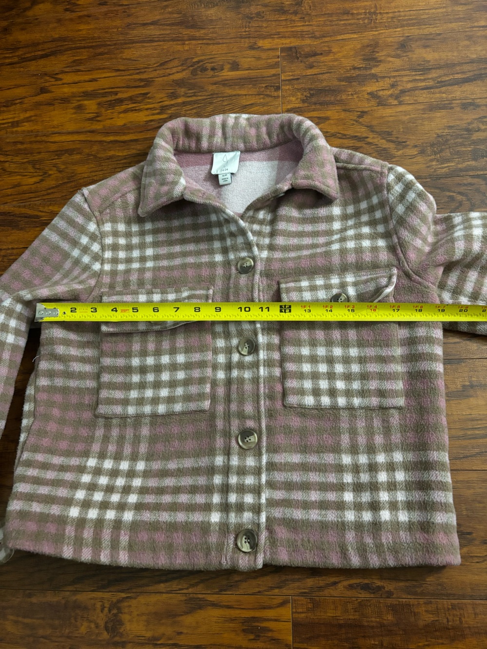 Joie Shacket Pink Brown Plaid Button-Front Flannel Coat Shirt Jacket Wool Blend - Picture 5 of 8
